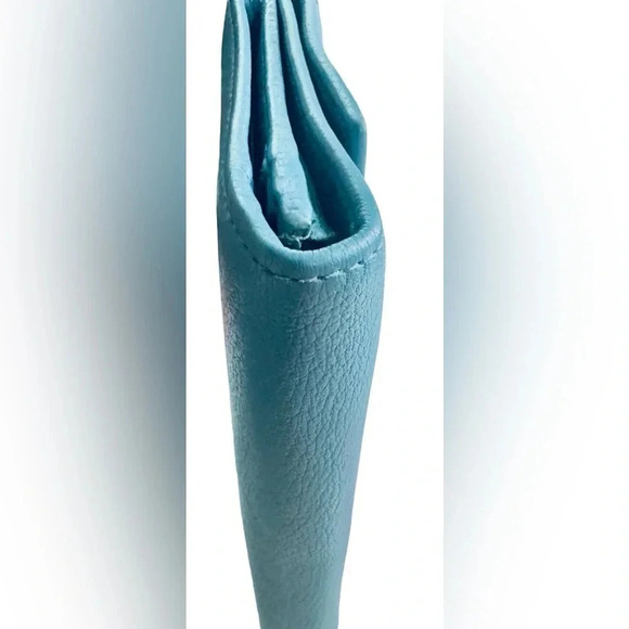 Rare Bvlgari Double Logo Blue Leather Flap Trifold Long Wallet - Picture 11 of 15